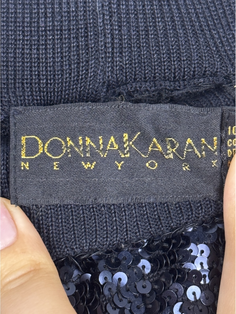 Donna Karan New York Vintage 100% Silk Sequin Pants Navy Blue Size S Evening - Picture 2 of 9